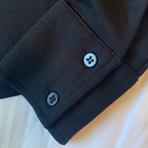 S’MaxMara Italy fitted black knit long sleeved shirt w epaulettes curved hem EUC - Picture 4 of 6